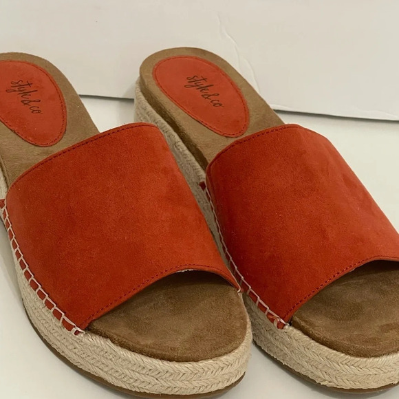 TYLE & CO Slip-On Wedge Orange Sandals size 8.5 - Picture 9 of 11